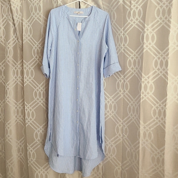 Loft Striped Hi-Lo Shirtdress - Picture 1 of 3